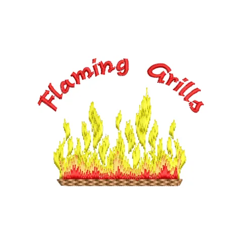 Flaming Grill Embroidery Design