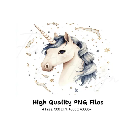 Magical Unicorn Head Clipart Bundle
