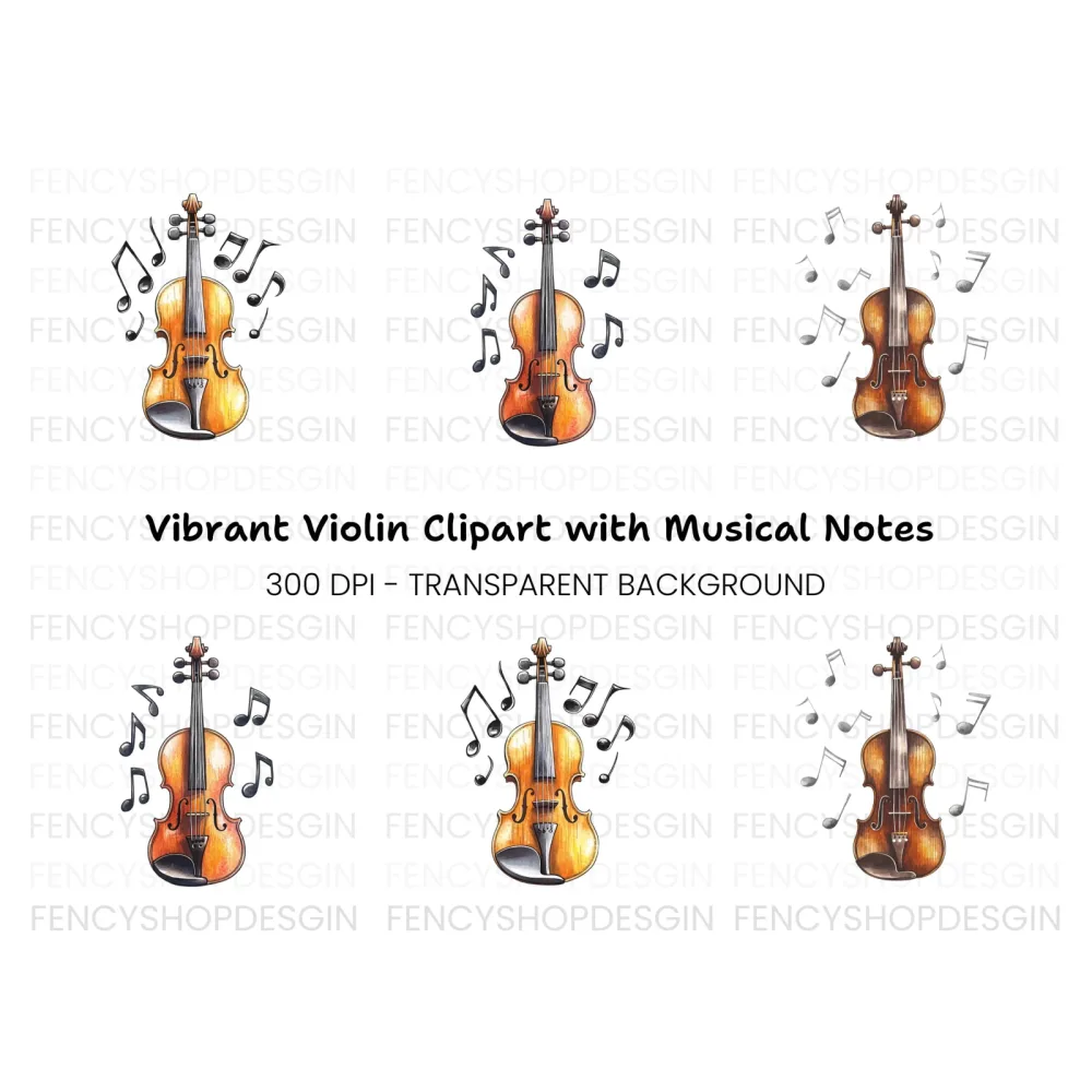 Violin and Music Notes Clipart Bundle
