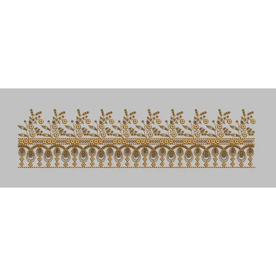 Ornate Trailing Berry Springs with Teardrop Fringe Embroidery Design