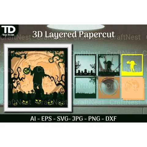 Shadow Helloween Layered Papercut SVG