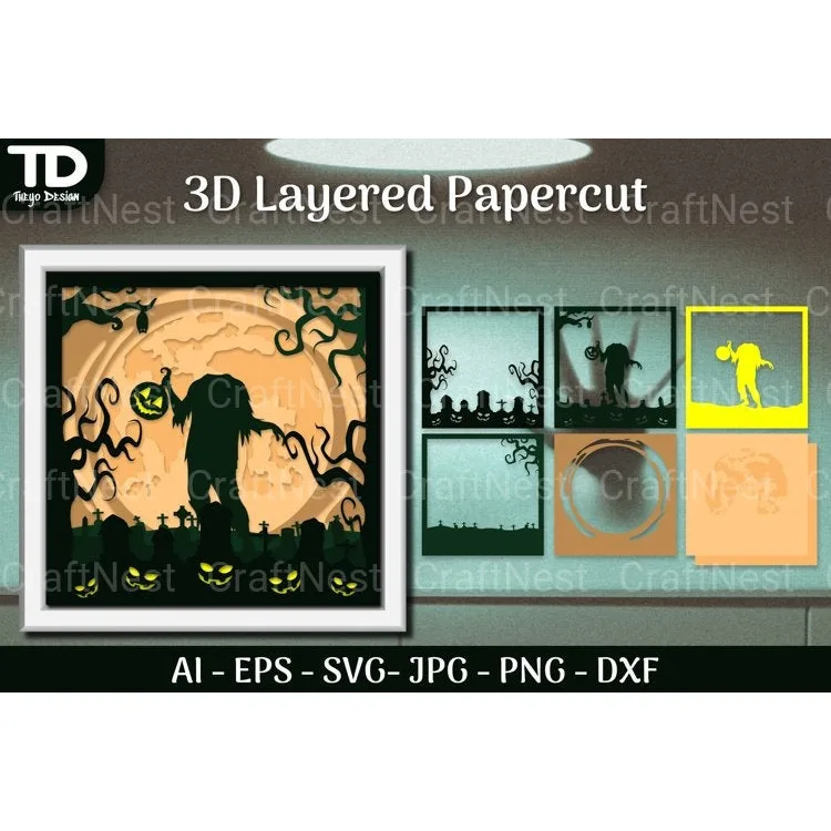 Shadow Helloween Layered Papercut SVG