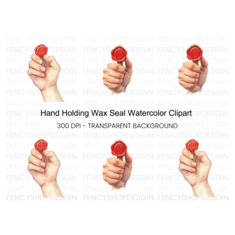 Hand Holding Wax Seal Clipart Bundle