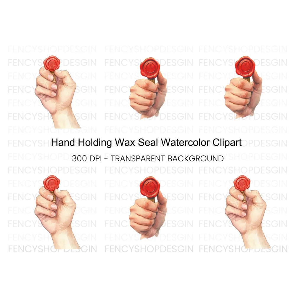 Hand Holding Wax Seal Clipart Bundle