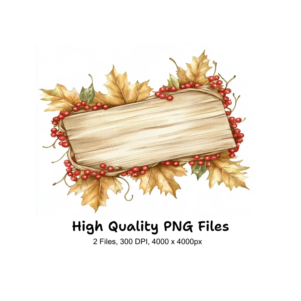 Autumn Wood Sign Clipart Bundle