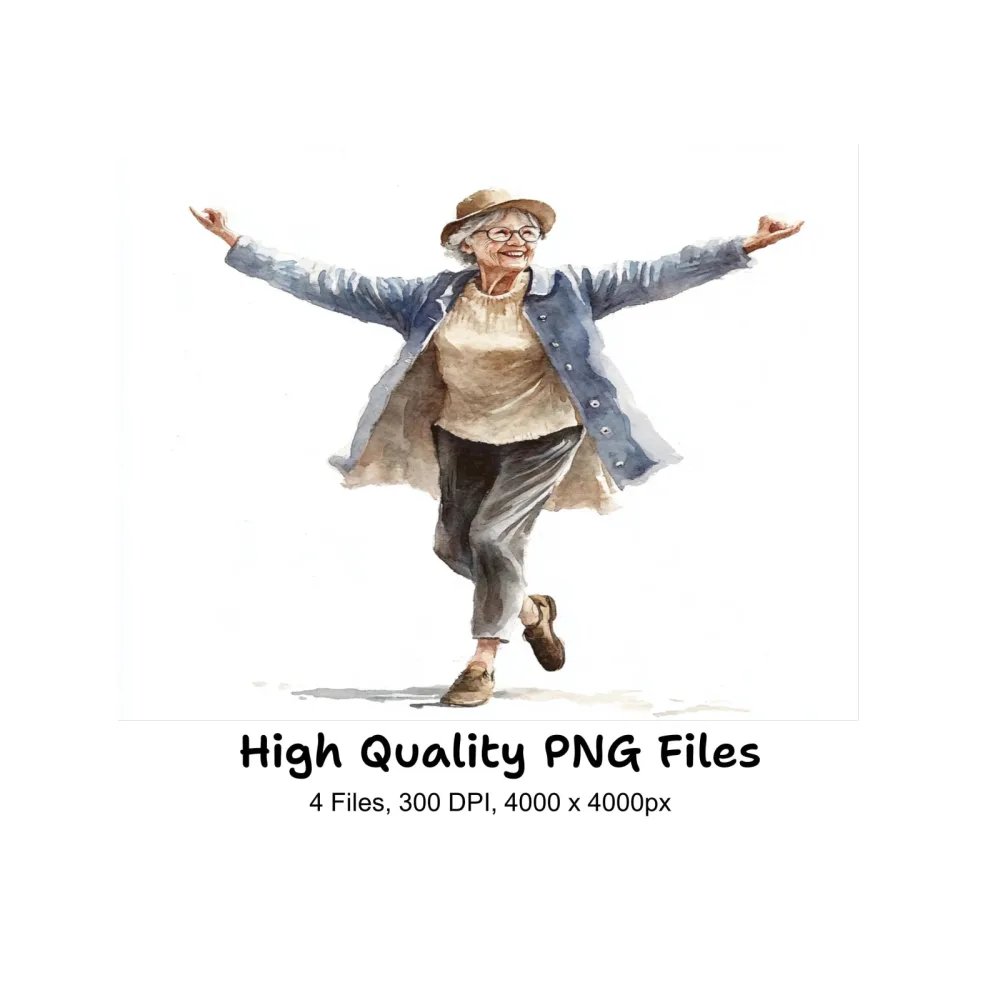 Joyful Senior Women Clipart Bundle