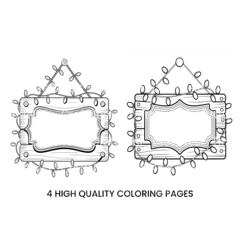 Christmas Lights Wooden Sign Coloring Books