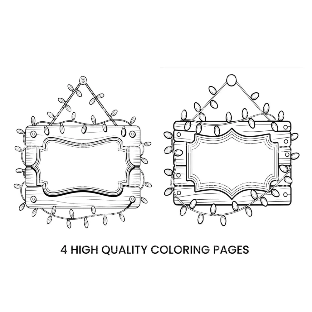 Christmas Lights Wooden Sign Coloring Books