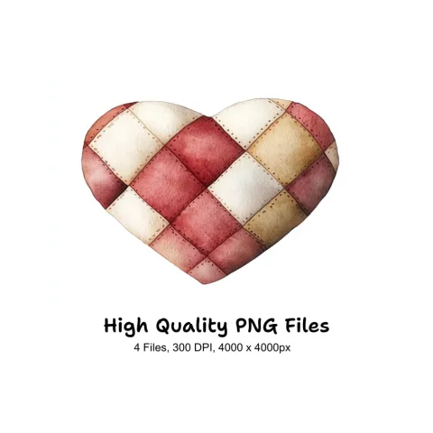Quilted Hearts Clipart Bundle