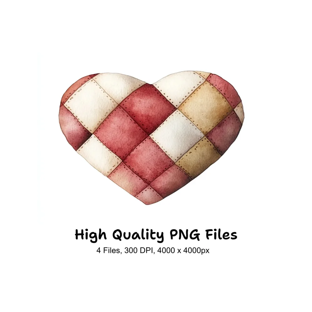 Quilted Hearts Clipart Bundle