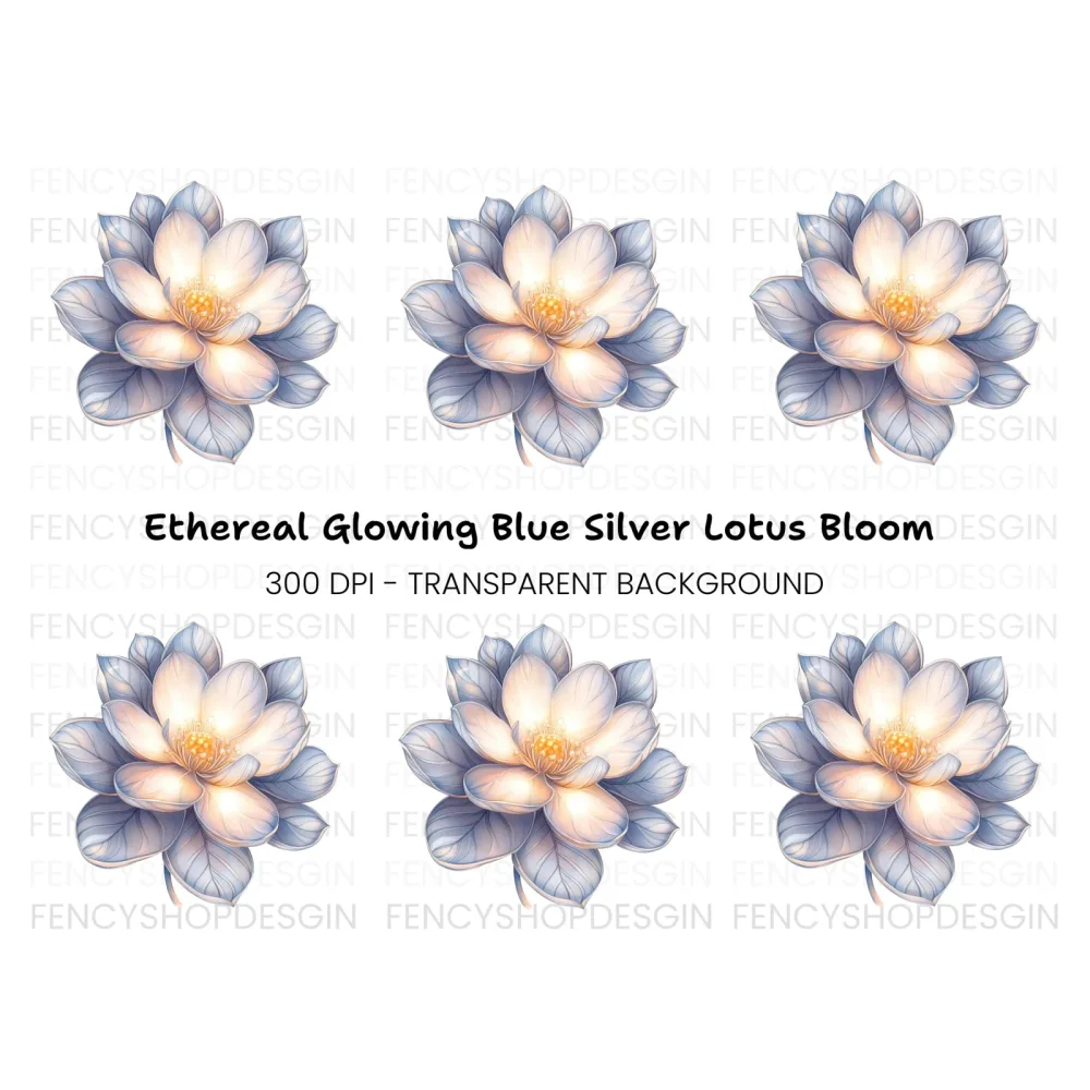Elegant White Lotus Flower Clipart Bundle