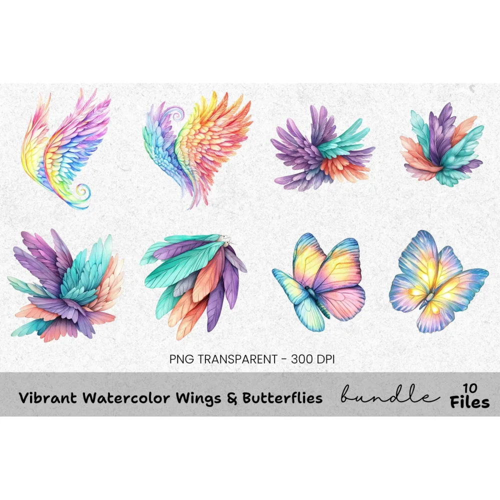 Vibrant Wings Butterflies Clipart Bundle