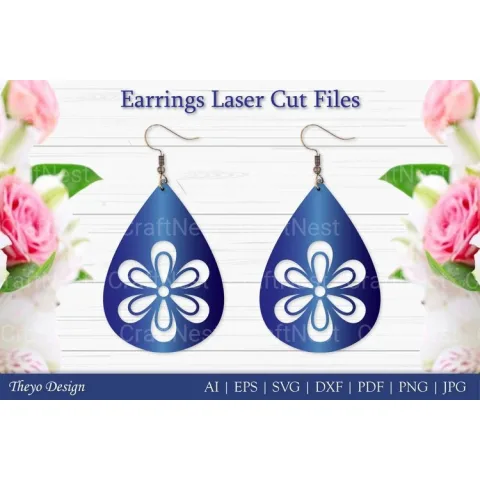 Laser Cut Flower Earrings SVG Bundle