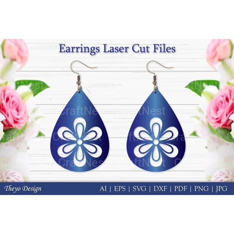 Laser Cut Flower Earrings SVG Bundle