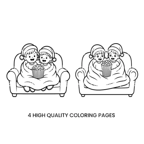 Cozy Christmas Movie Night Coloring Books