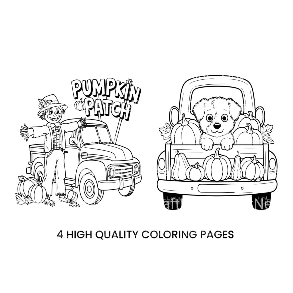 Cute Puppy Pumpkin Patch Truck Coloring Books