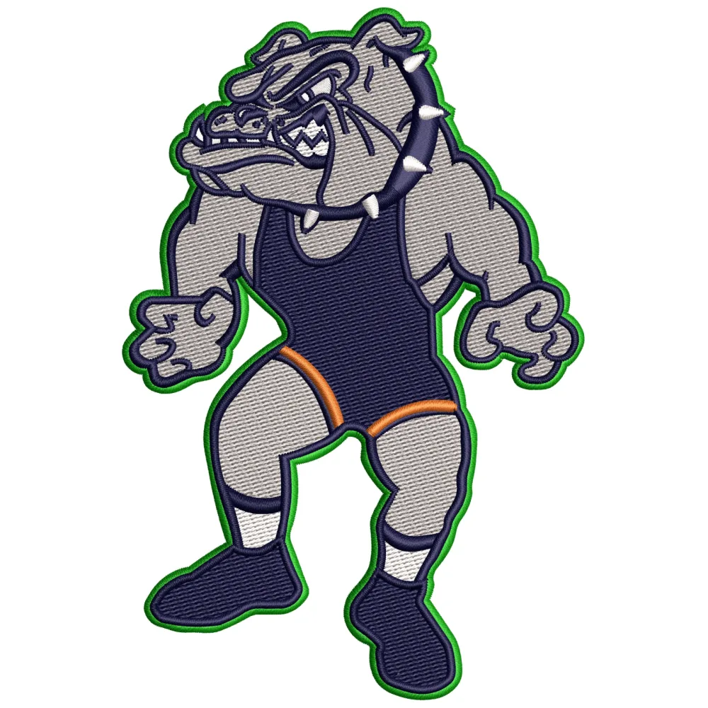 Bull Dog Fighter Embroidery Design
