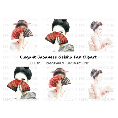 Japanese Geisha Clipart Bundle