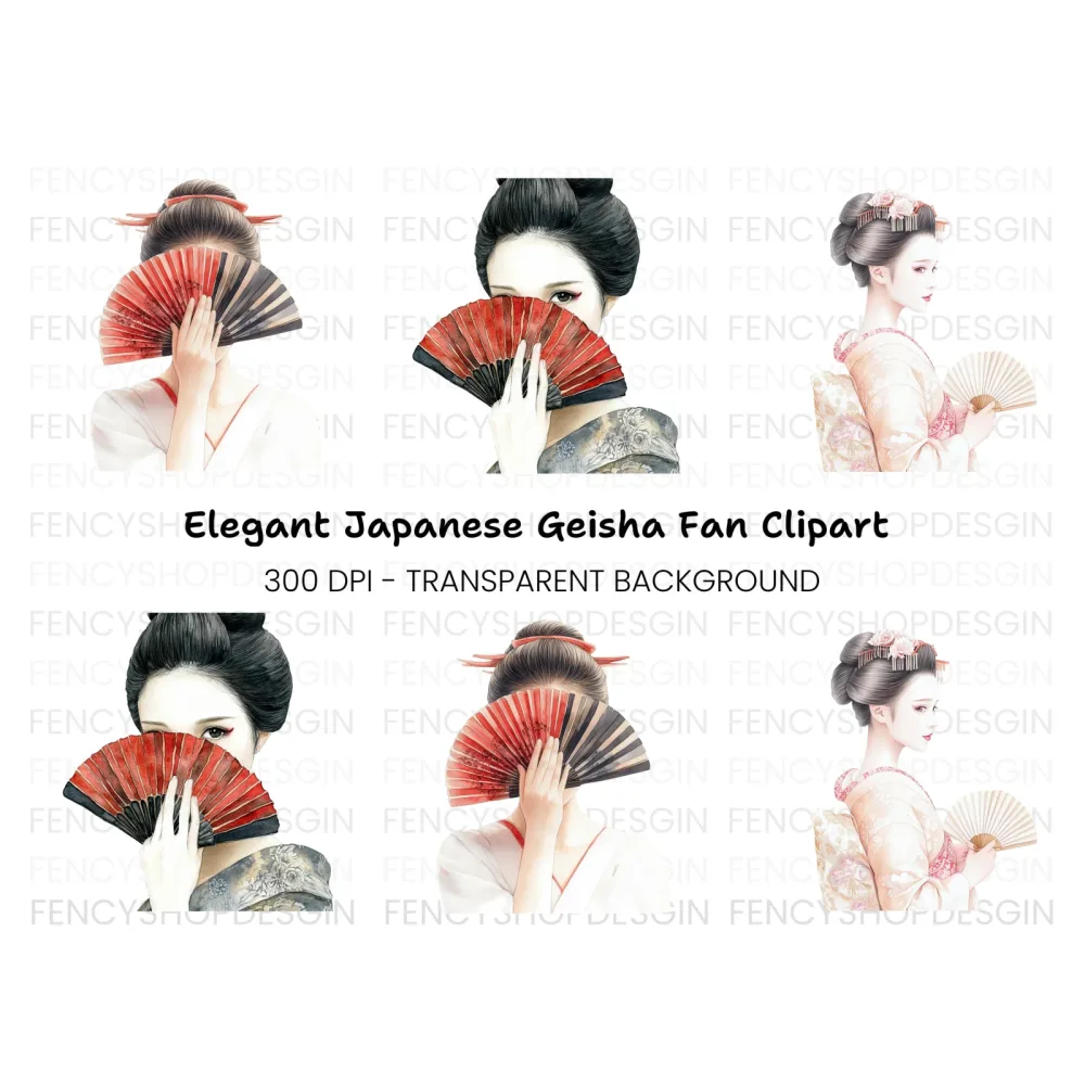 Japanese Geisha Clipart Bundle