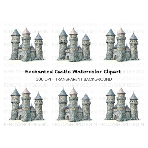 Stone Fantasy Castle Clipart Bundle