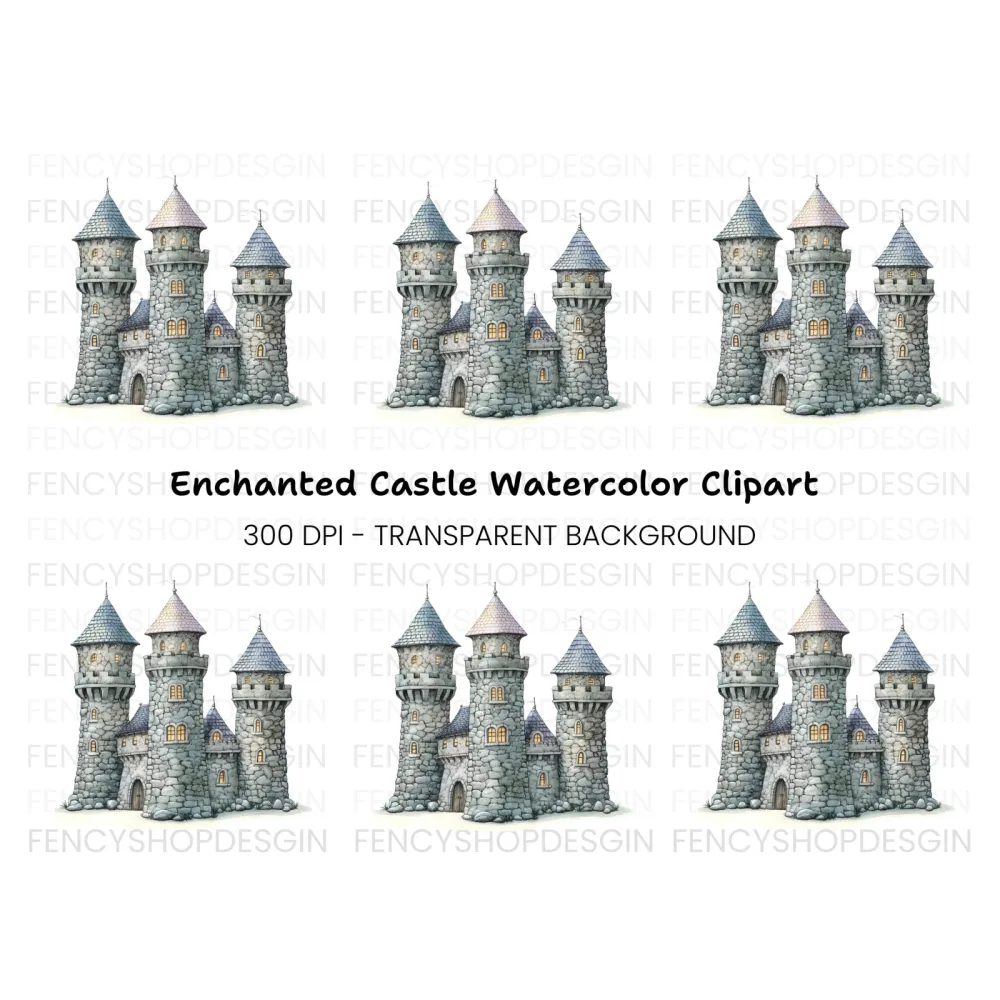Stone Fantasy Castle Clipart Bundle