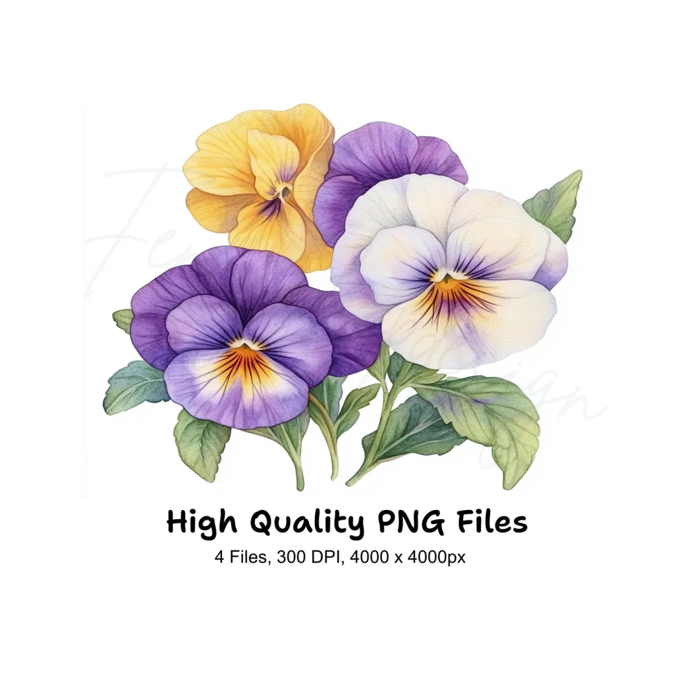 Vibrant Pansy Clipart Bundle