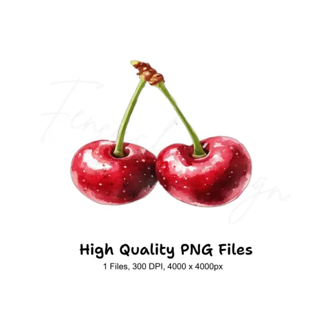 Sweet Red Cherry Illustration Clipart Bundle