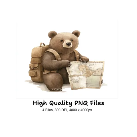 Bear Explorer Map Clipart Bundle