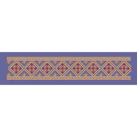 Diamond Lattice Ornamental Geometric Border Embroidery Design