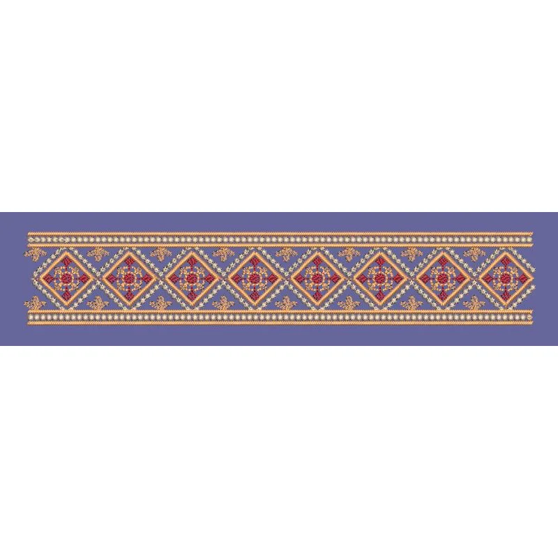 Diamond Lattice Ornamental Geometric Border Embroidery Design