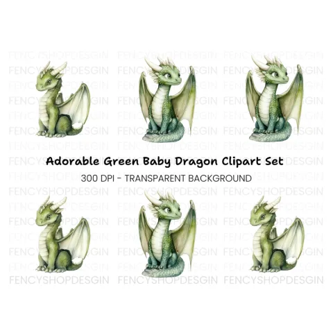 Green Dragon Clipart Bundle