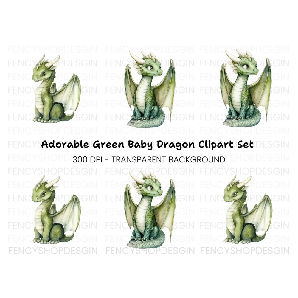 Green Dragon Clipart Bundle