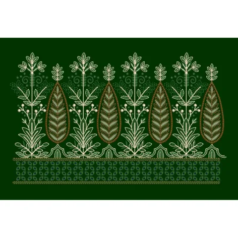 Emerald Paisley Grove Embroidery Design