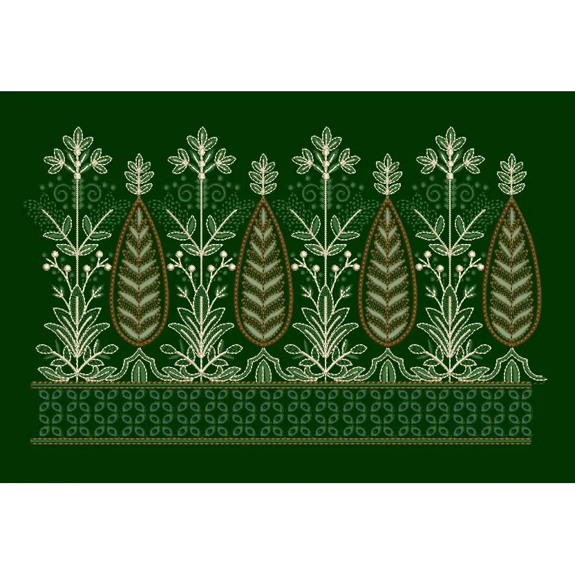 Emerald Paisley Grove Embroidery Design
