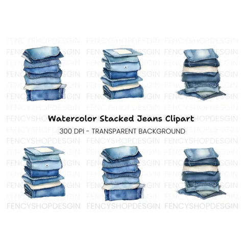 Denim Stacks Clipart Bundle