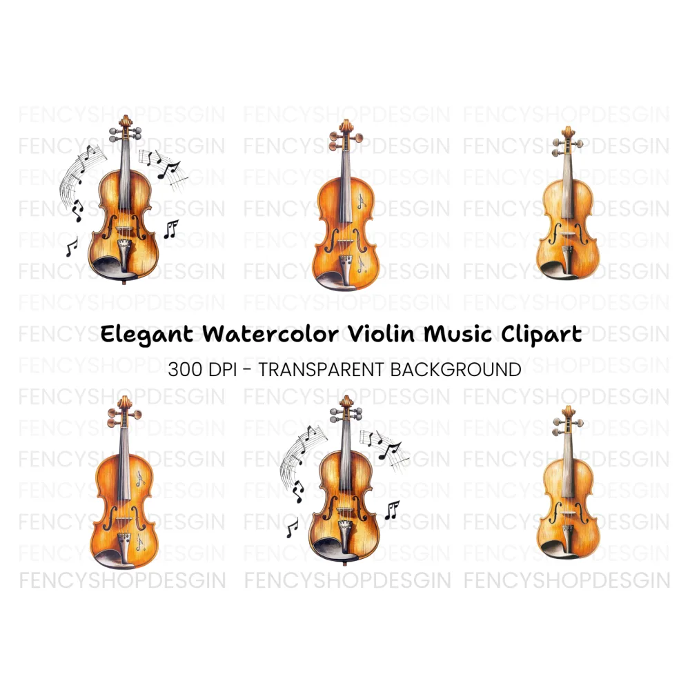 Violin with Musical Notes Clipart Bundle