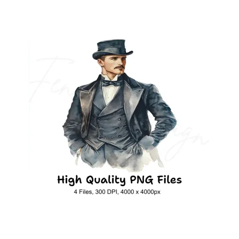 Elegant Victorian Men's Fashion Clipart Bundle