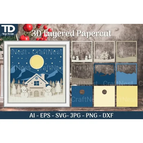 Shadow Box Christmas Layered Papercut SVG