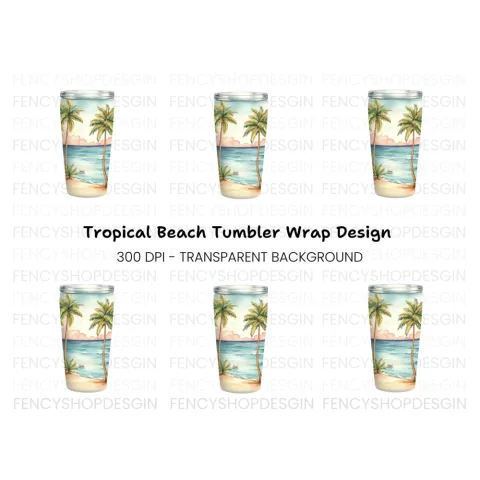 Tropical Beach Tumbler Clipart Bundle