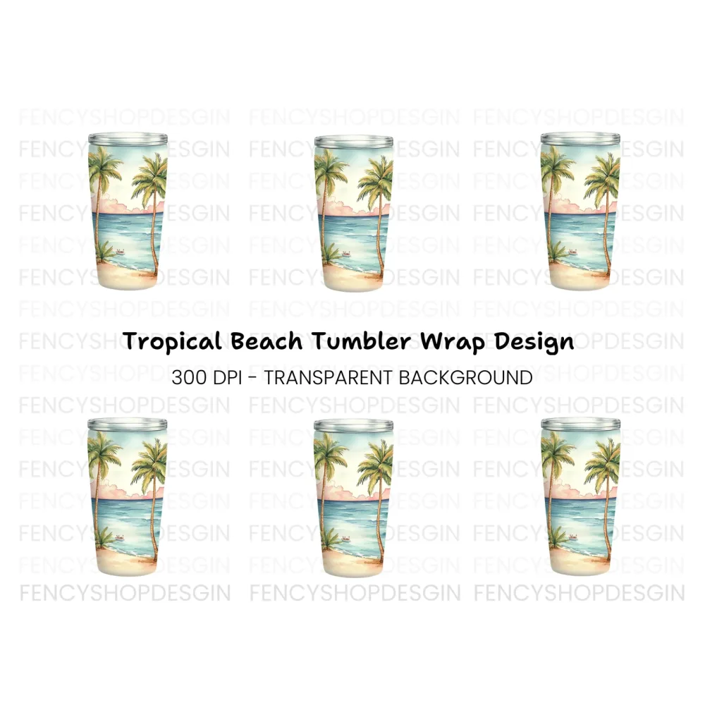 Tropical Beach Tumbler Clipart Bundle