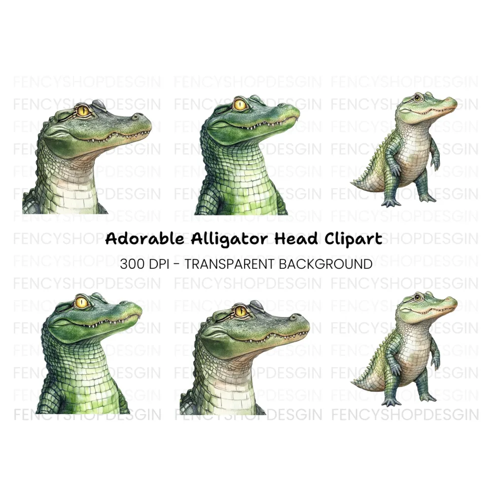 Cute Alligator Clipart Bundle