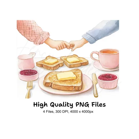 Breakfast Toast and Jam Clipart Bundle