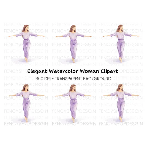 Serene Woman Balancing Clipart Bundle