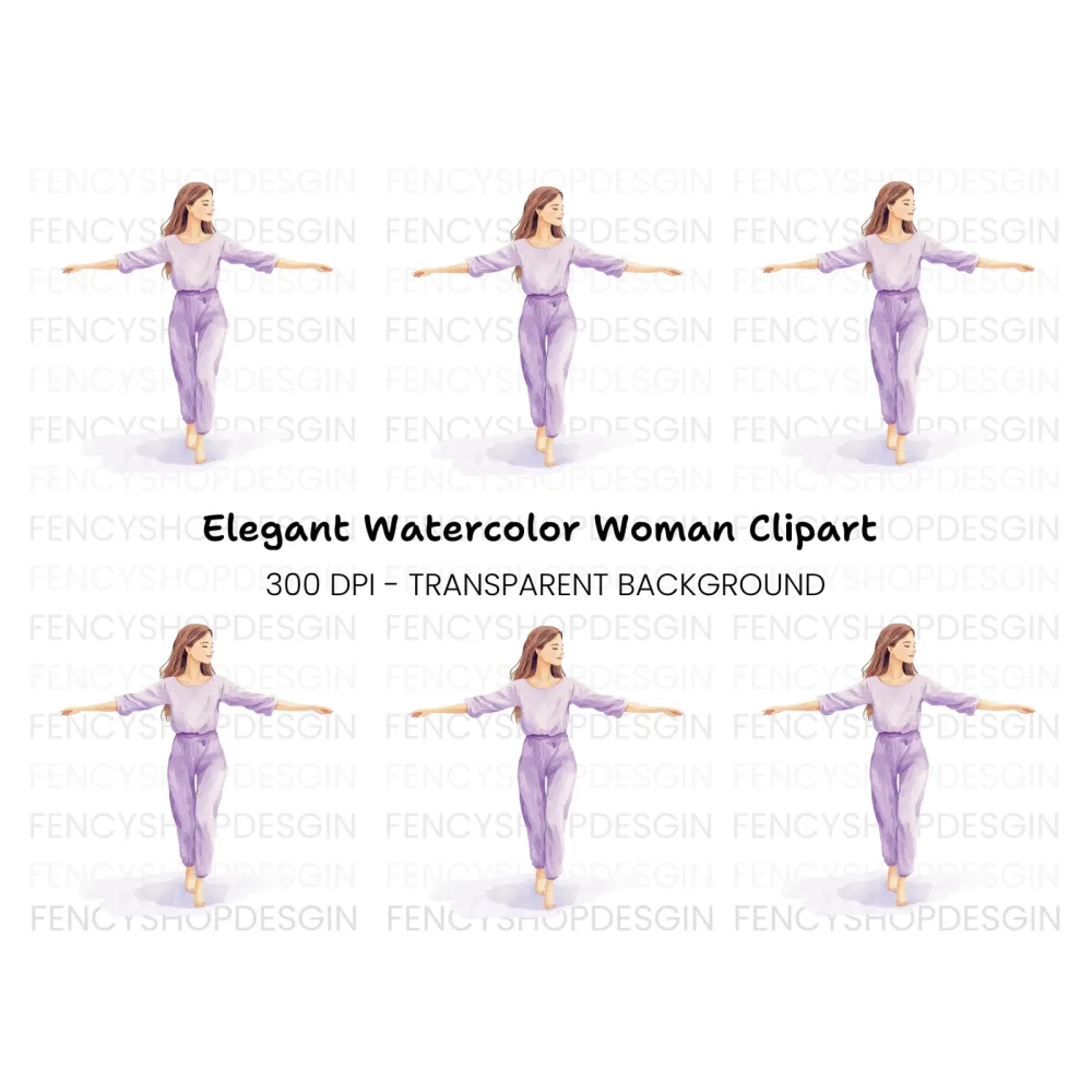 Serene Woman Balancing Clipart Bundle
