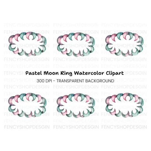 Moon Phases Frame Clipart Bundle