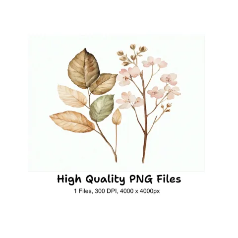 Autumn Leaves Flowers Clipart Bundle