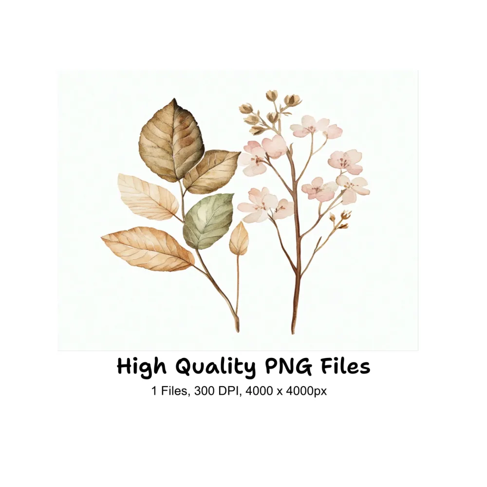 Autumn Leaves Flowers Clipart Bundle