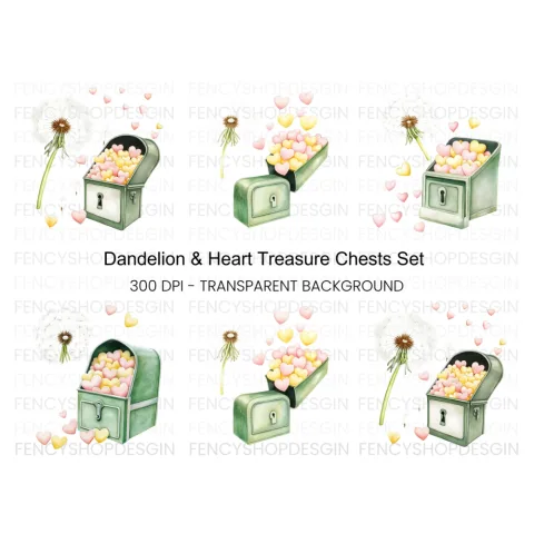 Dandelion and Heart Chest Clipart Bundle
