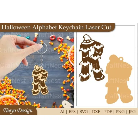 Halloween Keychain Alphabet SVG