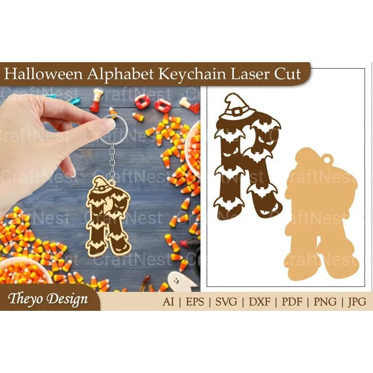 Halloween Keychain Alphabet SVG